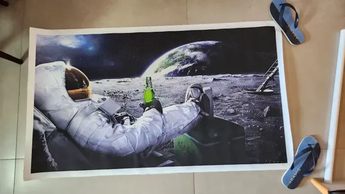 Tela Lua astronauta Cerveja Carlsberg