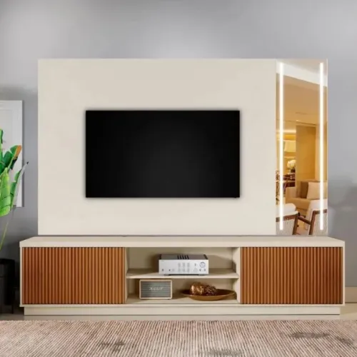 Painel C/Espelho C/LED e Rack P/TV Até 75 Polegadas. São Produtos Novos Direto da Fábrica.