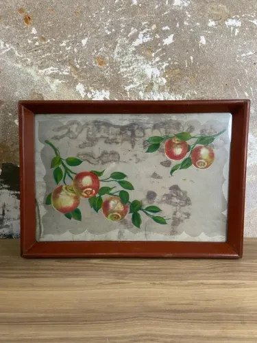 Antiga Bandeja em Madeira | Figuras de Tomates | Antiguidades | Donareliquias