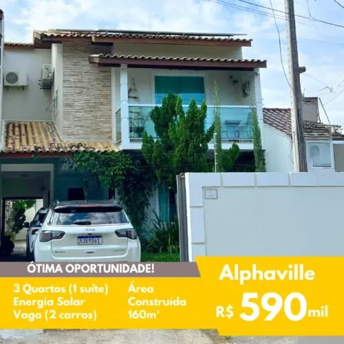 FIT - Casa Duplex - 160m² - Energia Solar- 3 Quartos (sendo 1 suíte) -Alphaville