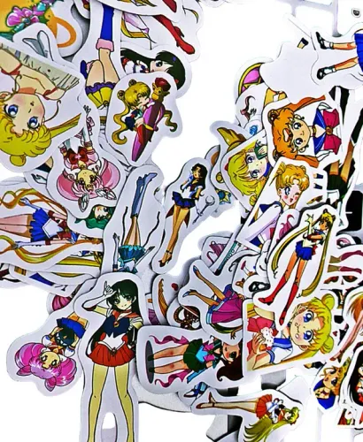 Kit 100 Adesivos de Sailor Moon Tsukino Usagi - Autocolantes Pcs Peças Unidades