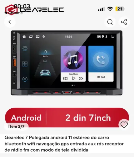 Central multimídia Car play Android 