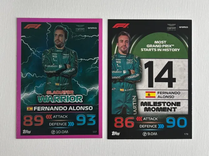 Cards F1 Fernando Alonso - Gladiator Warrior e Milestone