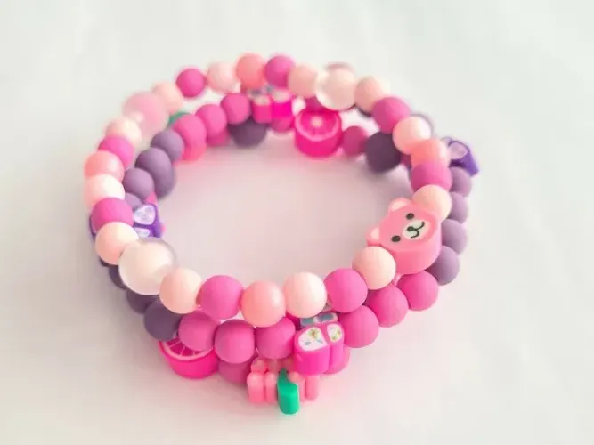 Kit 3 pulseiras de miçanga infantil para meninas