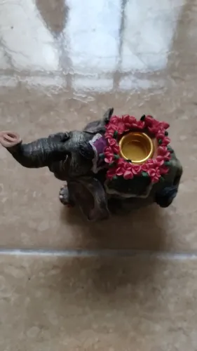 Escultura de elefante decorativo com porta-velas