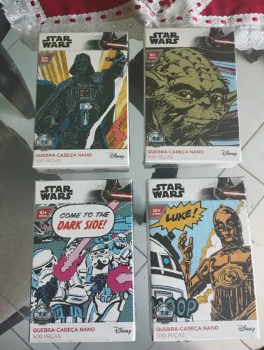 4 Quebra-Cabeças Star Wars cada um de 500 peças total de 2000 pç do tipo nano Game Office