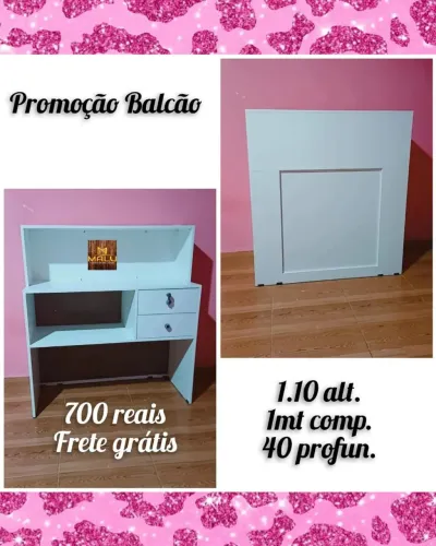 Balcão de Mdf Branco - Frete Grátis!