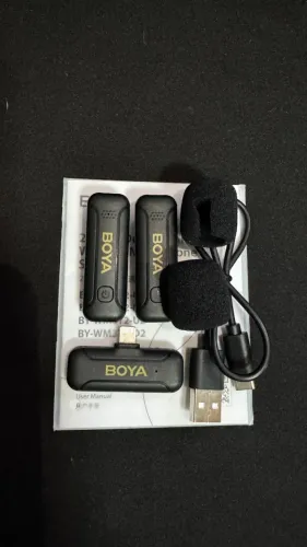 Microfone Lapela Duplo Sem Fio BOYA BY-WM3T2-D2 (p/ iPhone)