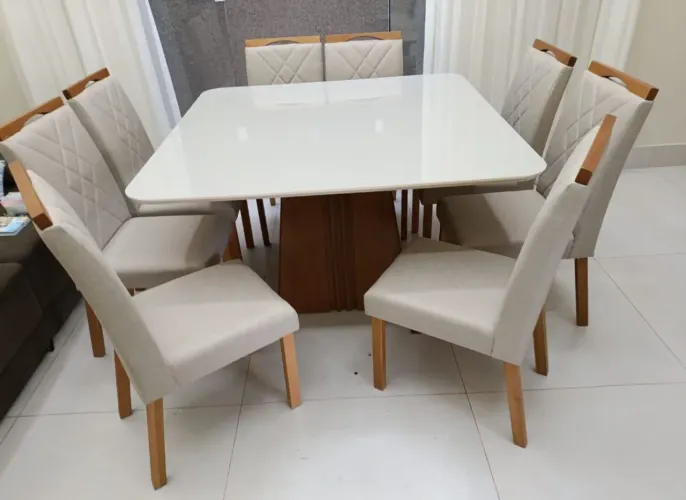 Mesa de jantar quadrada 8 lugares pronta entrega