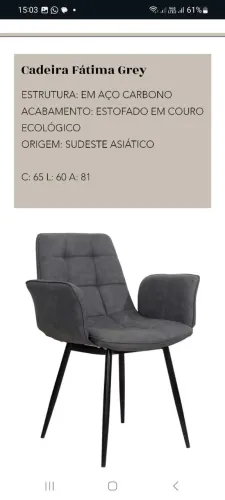 5 Cadeiras Fátima Grey - Produto Importado
