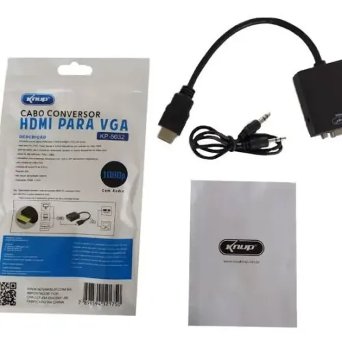 Conversor HDMI x VGA com Áudio Knup