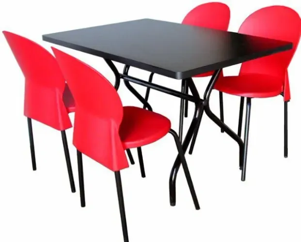 jogo de mesa c/ 4 cadeiras- idela para refeitório , cozinha industrial ,hamburgueria