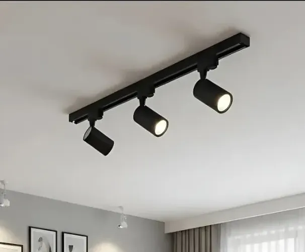 Trilho industrial de iluminação 3 spots com lampada