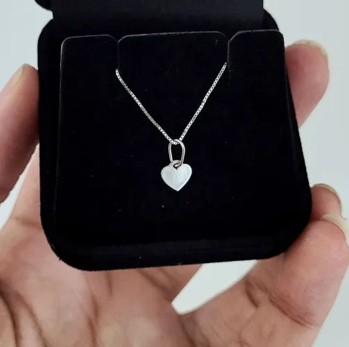 DESCONTO! Colar Coração mini Ouro 18k branco