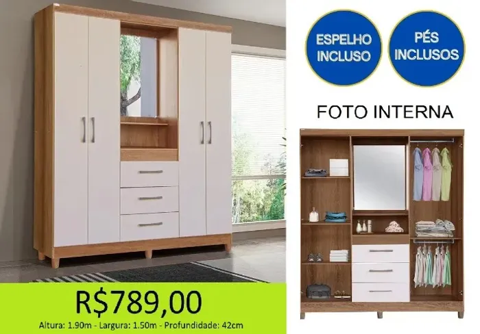Guarda roupa - parcelamos sem juros