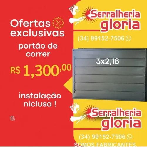 Portão de correr 3x2,18m - Oferta Exclusiva!