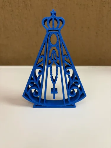 Escultura Vazada Azul Nossa Senhora Aparecida em Plástico 15cm