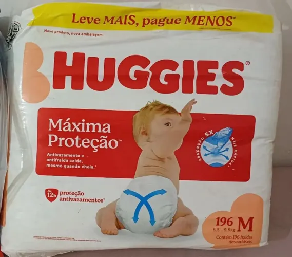 Fralda Huggies 196 unidades 
