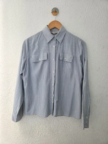 camisa listrada seda pura 40