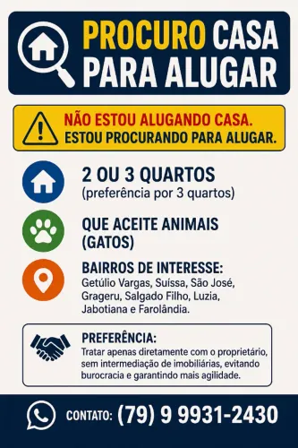 Casa para alugar 2 ou 3 quartos em Aracaju