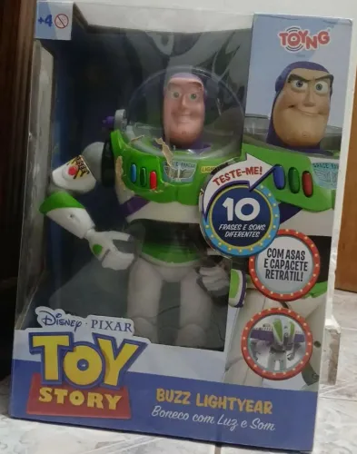 Boneco de ação Buzz Lightyear toyng Disney fala em português 