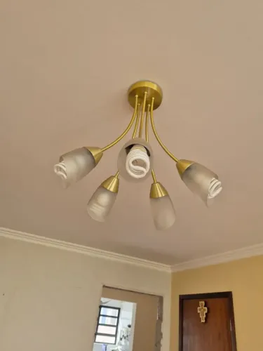 Lustre Dourado 5 Lâmpadas