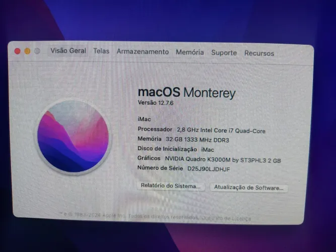 iMac 21,5 polegadas i7, 32gb ram, SSD 128gb 