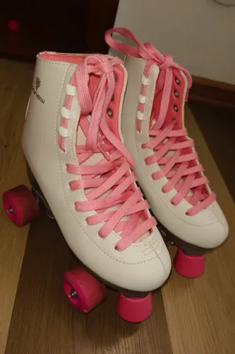 Patins Quad (4 rodas) GoNew - Rosa e Branco