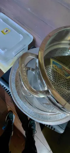 Panela de inox Cuisinart 7,6 lit - com tampa e cesto interno de cozimento
