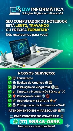 Serviço de formatação e manutenção em Mirassol