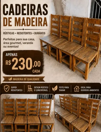 VENDE-SE 8 CADEIRAS DE MADEIRA