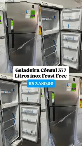 Geladeira Cônsul 377 inox Frost Free - Nova