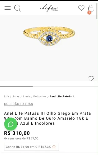 Anel da vivara olho grego tam 18