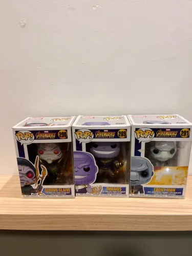 Funkos Originais Avengers Infinity War | Thanos, Corvus Glaive e Ebony Maw