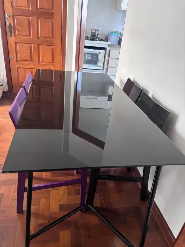 Mesa Vidro e Aço 1,60x80cm Muito Nova