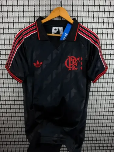 Camisa Flamengo Lifestyle Polo Preta - Tamanho GG - Modelo Premium
