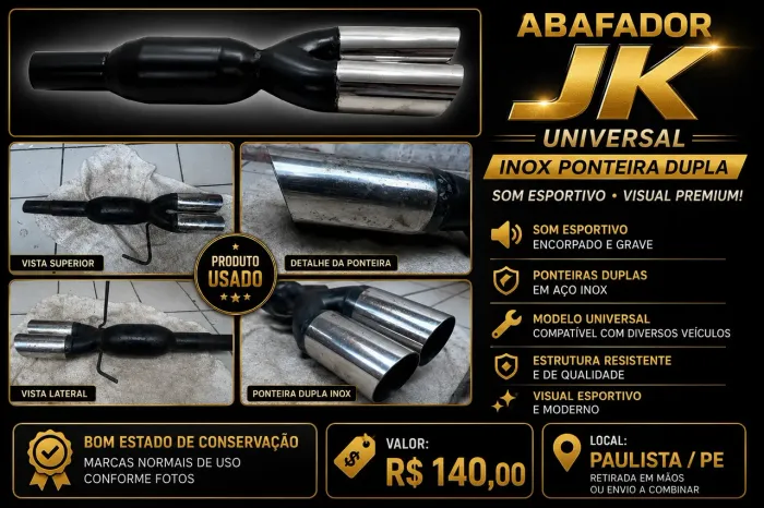 Abafador JK Inox Ponteira Dupla Cromada