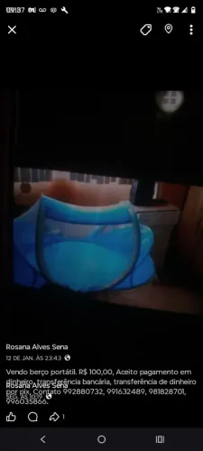 Vendo Berço Portátil Azul