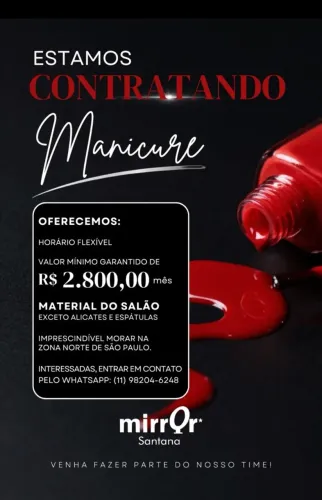 Vaga para Manicure - Garantia de R$ 2.800 + Materiais