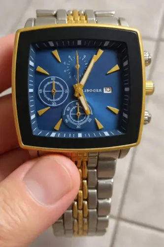 Relógio Clássico Premium - Cronógrafo, Pulseira Bicolor