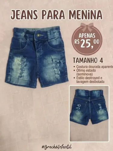 Short jeans infantil menina Tam 4