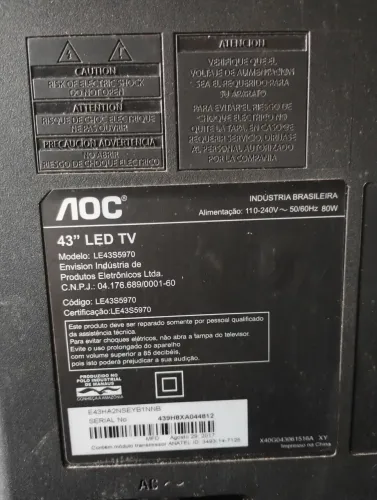 Tv OAC 43 Pol com defeito 