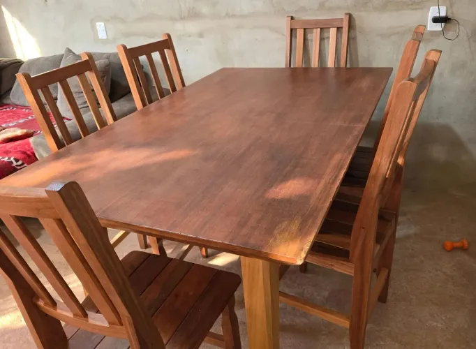 Mesa de madeira angelim pedra prancha única