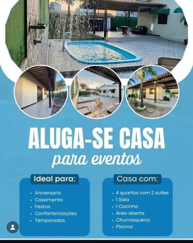 ALUGA-SE CASA PARA EVENTOS- COM PISCINA E CHURRASQUEIRA.