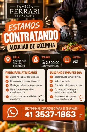 Vaga de auxiliar de cozinha