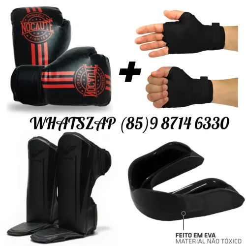 kit muay Thai boxe. luvas caneleira bocal e bandagem. entrega grátis 