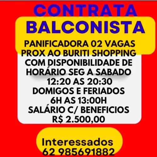 BALCONISTAS PARA PANIFICADORA 