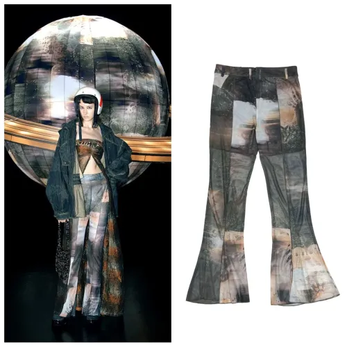Calça tule/transparente/flare - grife chinesa "Yueqi Qi" desfilado em Shanghai ss2023