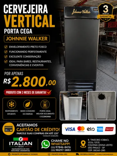 Cervejeira Vertical Porta Cega envelopada Preto Fosco em Excelente Estado!