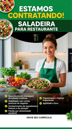 Vaga para saladeira - carteira assinada